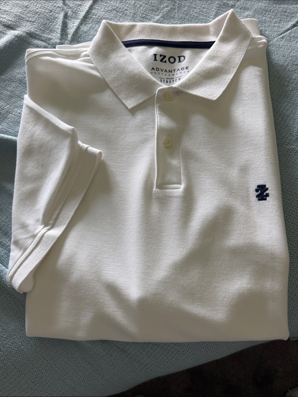 Izod White Polo with Navy Logo Accent